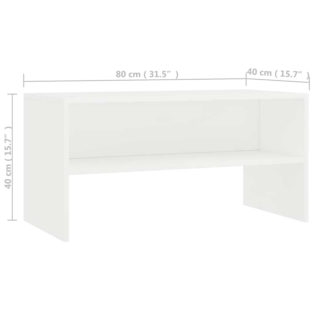 800054 vidaXL TV Cabinet White 80x40x40 cm Engineered Wood