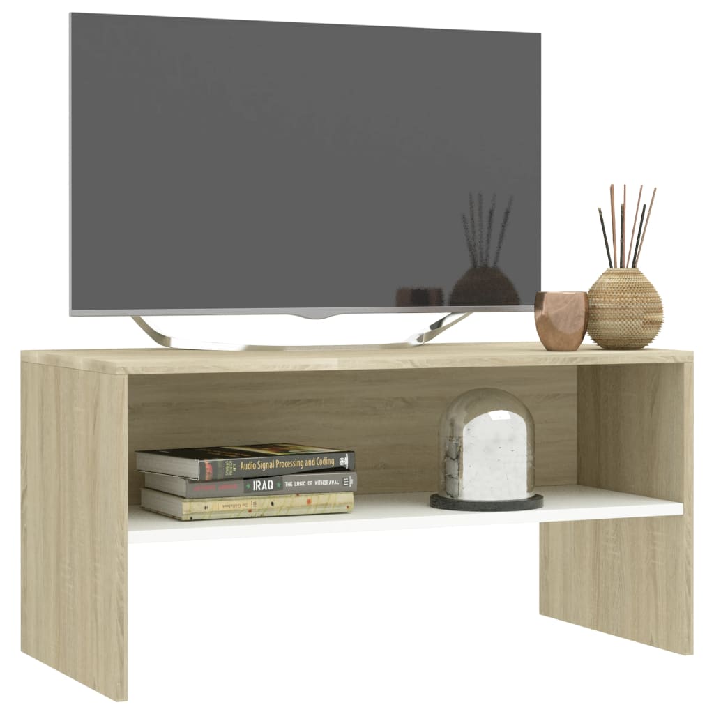 vidaXL TV Cabinet White and Sonoma Oak 80x40x40 cm Engineered Wood