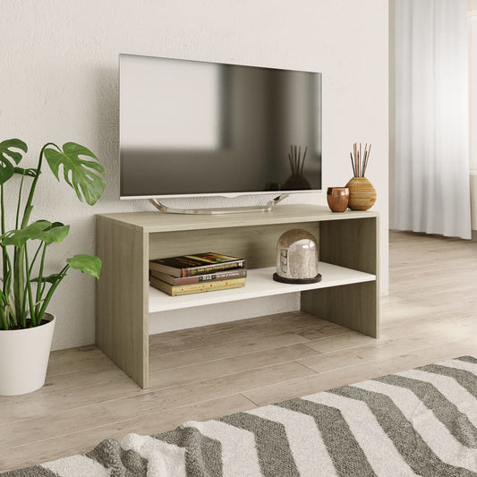 vidaXL TV Cabinet White and Sonoma Oak 80x40x40 cm Engineered Wood