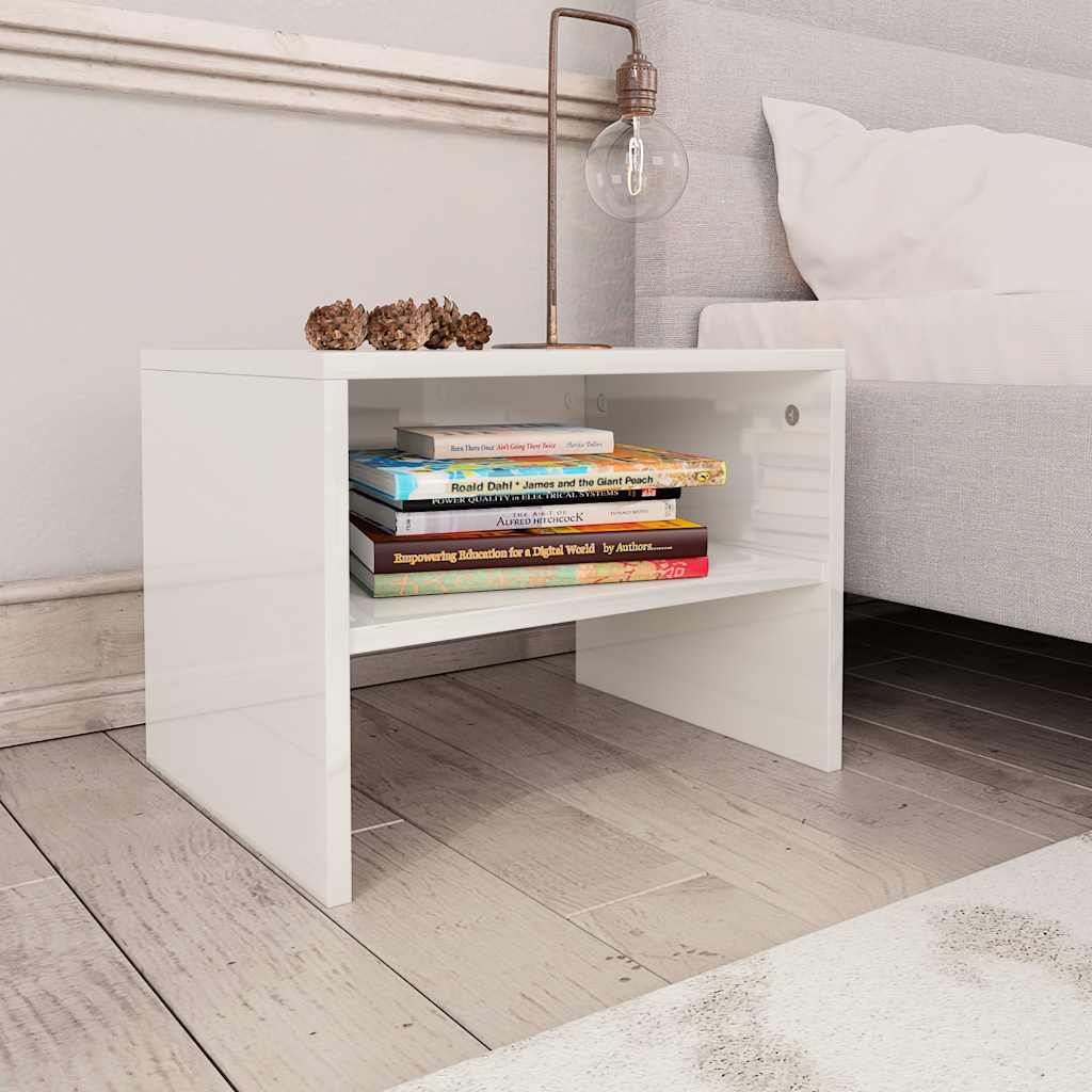 Bedside Cabinets 2 pcs High Gloss White 40x30x30 cm