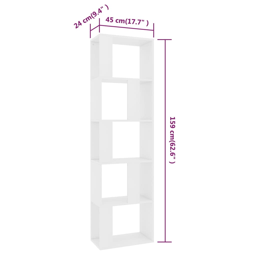 Book Cabinet/Room Divider White 45x24x159 cm Engineered Wood