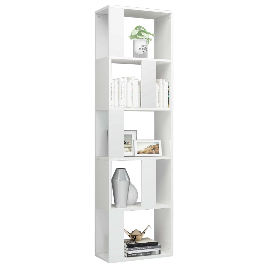 vidaXL Book Cabinet/Room Divider High Gloss White 45x24x159 cm Engineered Wood