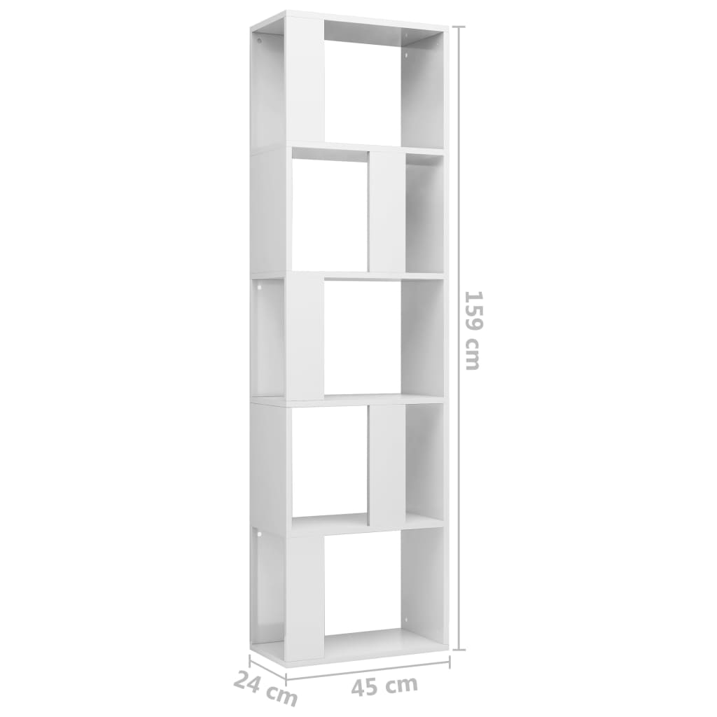 vidaXL Book Cabinet/Room Divider High Gloss White 45x24x159 cm Engineered Wood