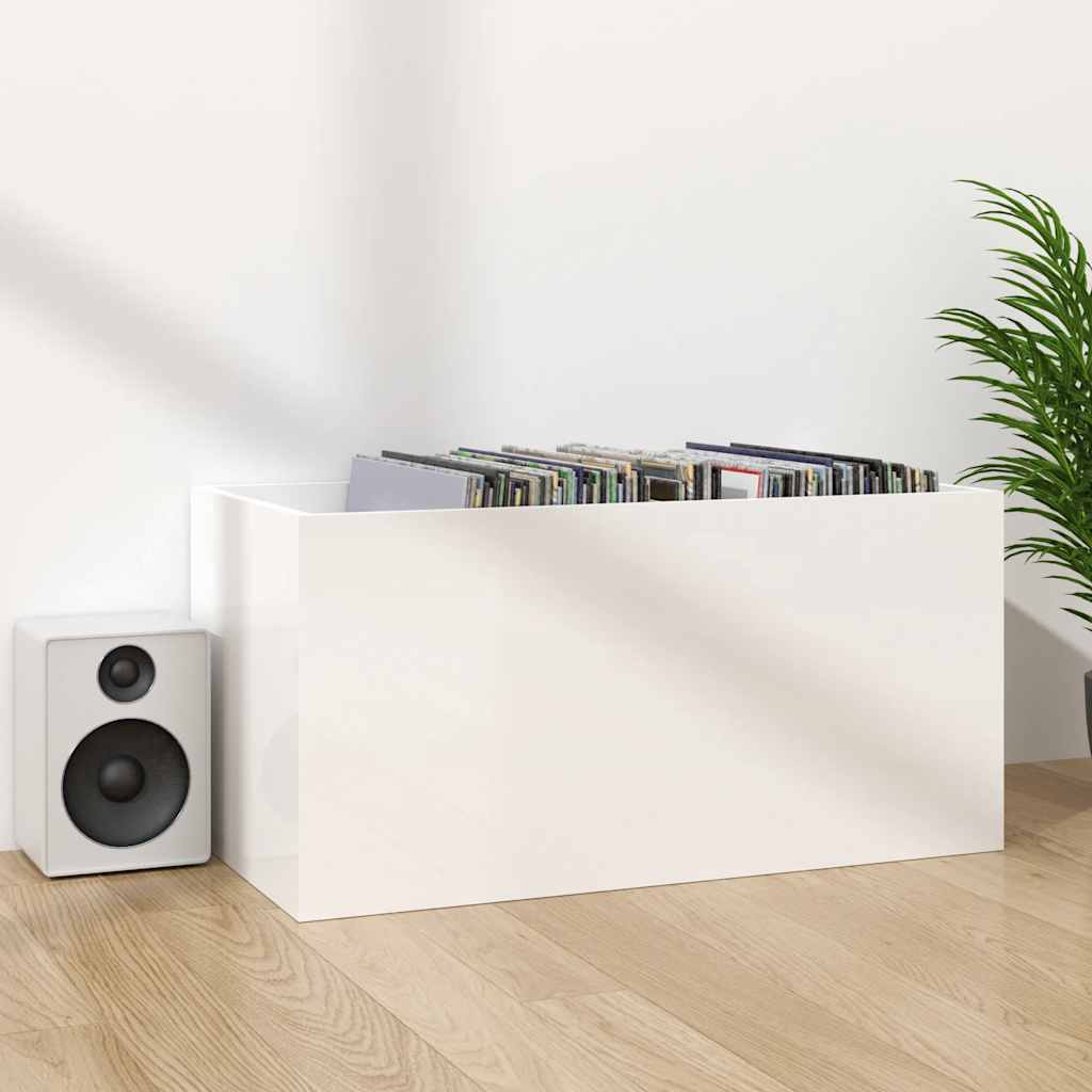 Vinyl Storage Box High Gloss White 71x34x36 cm Engineered Wood