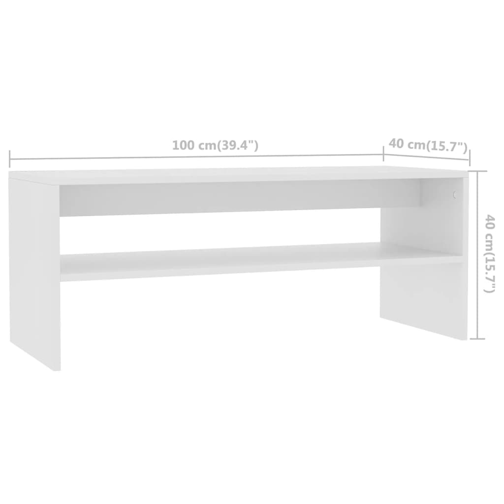 vidaXL Coffee Table White 100x40x40 cm Engineered Wood