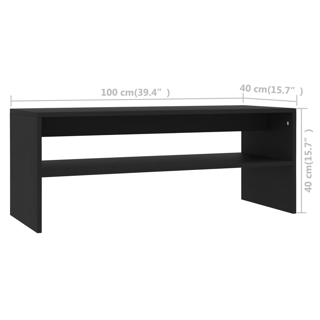 800127 vidaXL Coffee Table Black 100x40x40 cm Engineered Wood