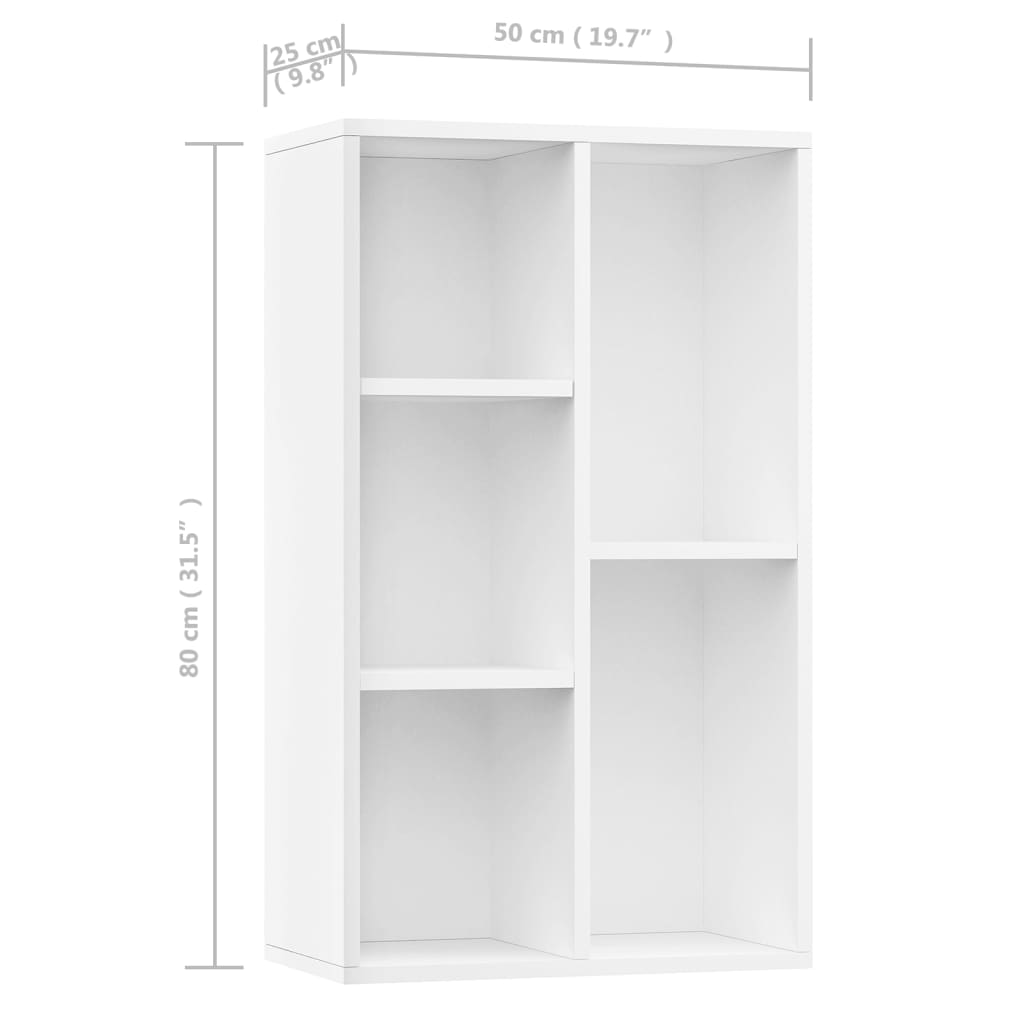 vidaXL Book Cabinet/Sideboard White 50x25x80 cm Engineered Wood