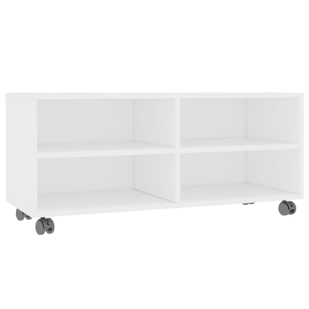 vidaXL TV Cabinet with Castors White 90x35x35 cm Engineered Wood