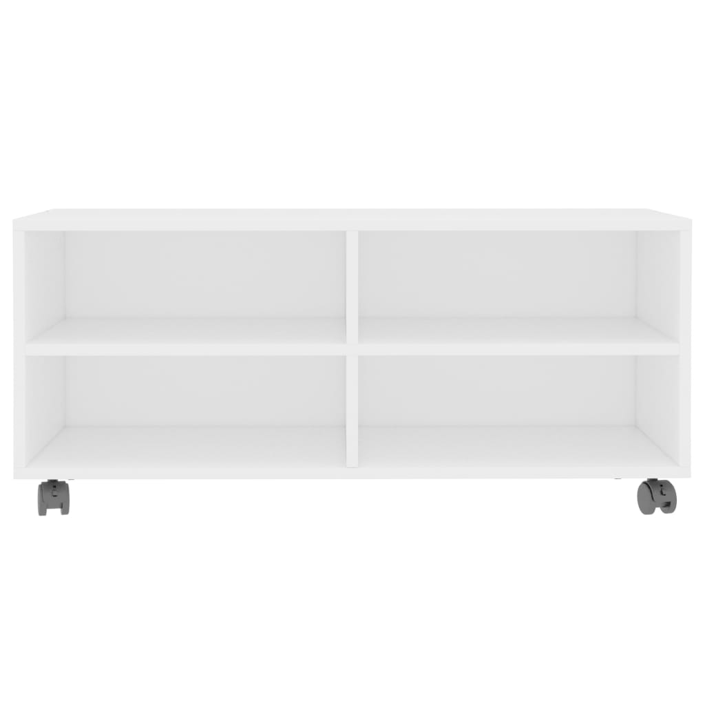 vidaXL TV Cabinet with Castors White 90x35x35 cm Engineered Wood