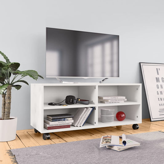 vidaXL TV Cabinet with Castors White 90x35x35 cm Engineered Wood