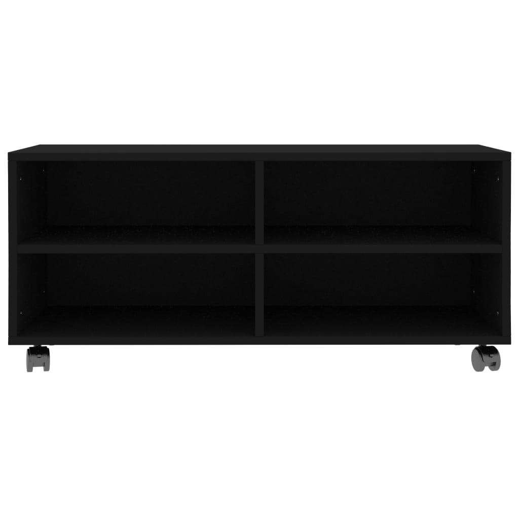 vidaXL TV Cabinet with Castors Black 90x35x35 cm Engineered Wood