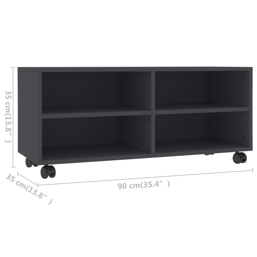 vidaXL TV Cabinet with Castors Grey 90x35x35 cm Engineered Wood