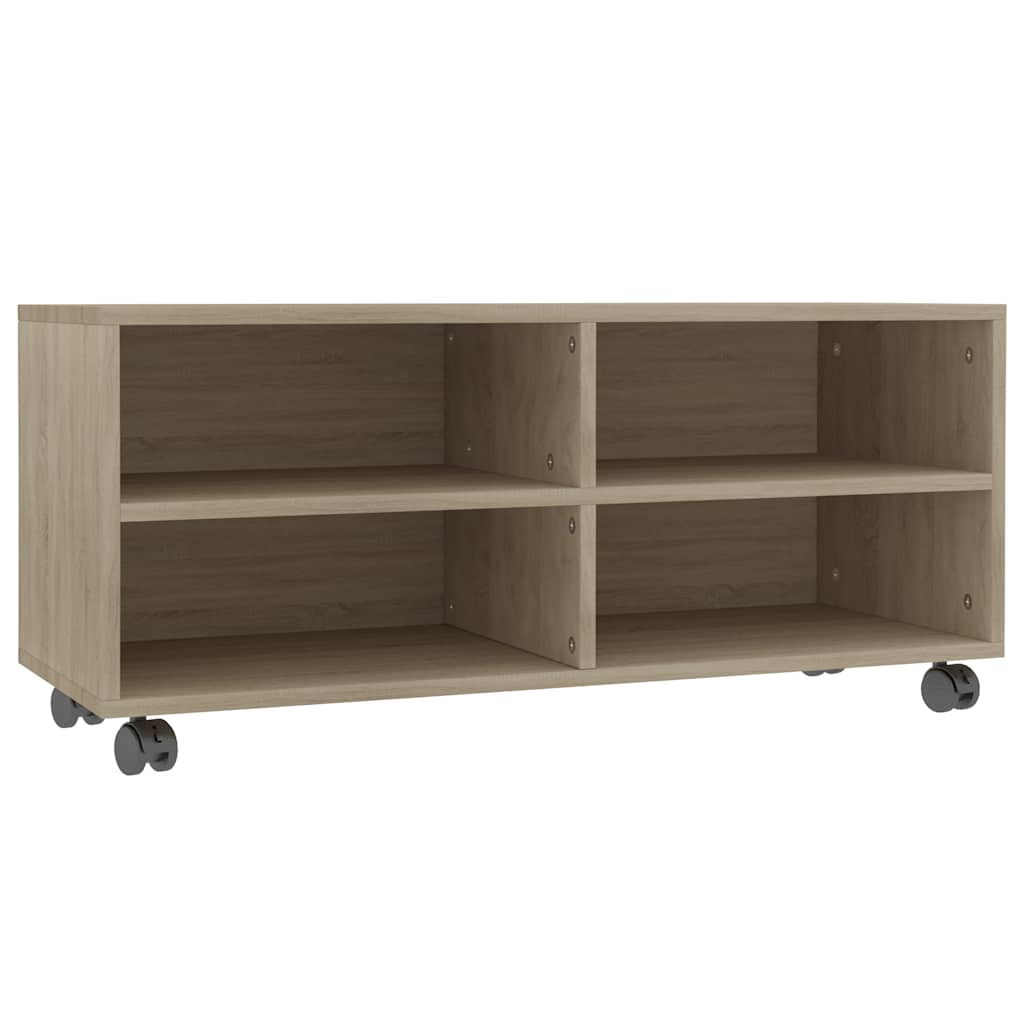 800183 vidaXL TV Cabinet with Castors Sonoma Oak 90x35x35 cm Engineered Wood