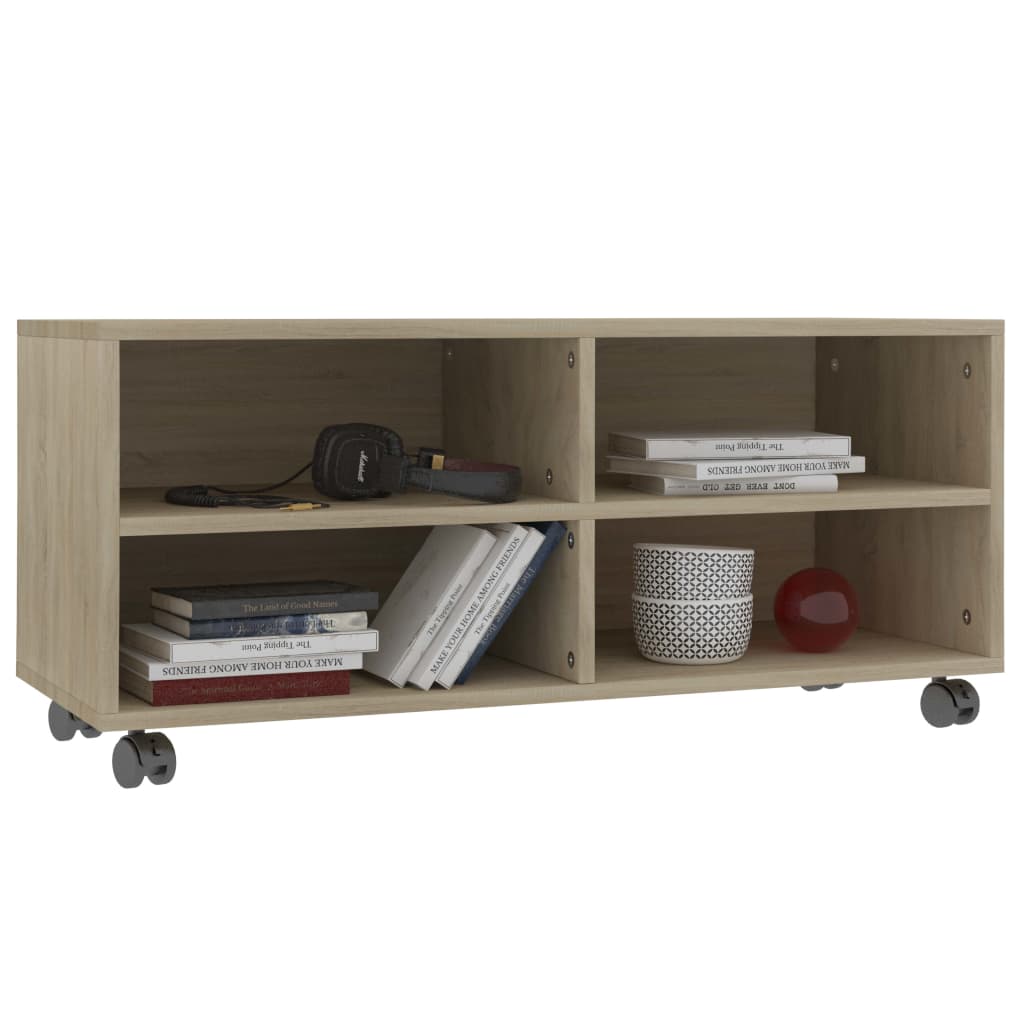 vidaXL TV Cabinet with Castors Sonoma Oak 90x35x35 cm Engineered Wood