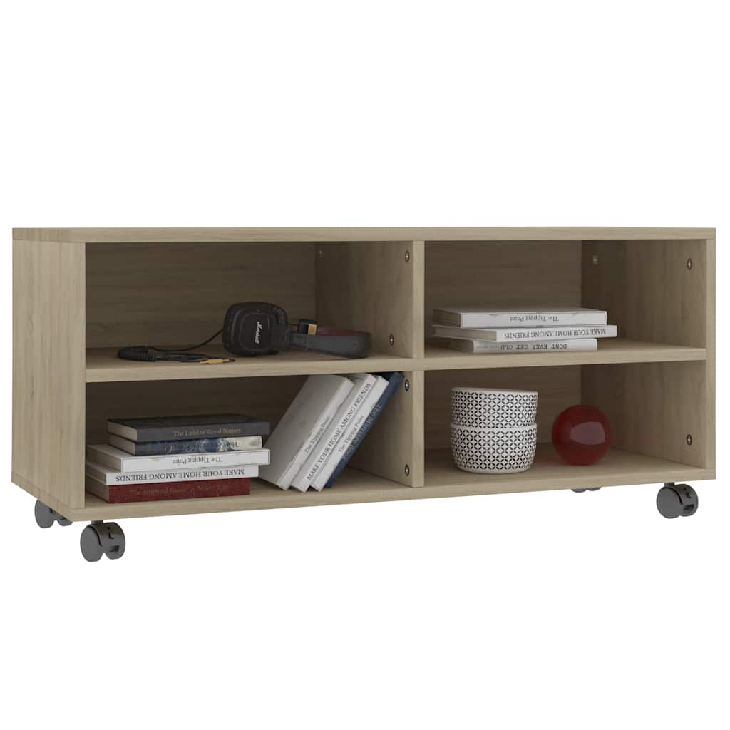 800183 vidaXL TV Cabinet with Castors Sonoma Oak 90x35x35 cm Engineered Wood