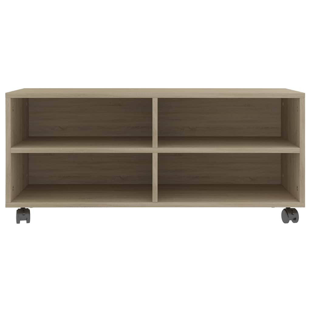 800183 vidaXL TV Cabinet with Castors Sonoma Oak 90x35x35 cm Engineered Wood