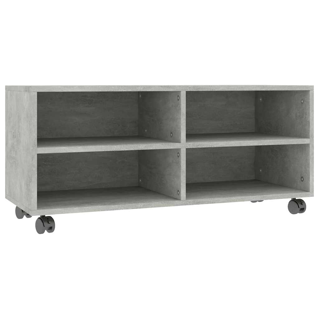 800184 vidaXL TV Cabinet with Castors Concrete Grey 90x35x35 cm Engineered Wood