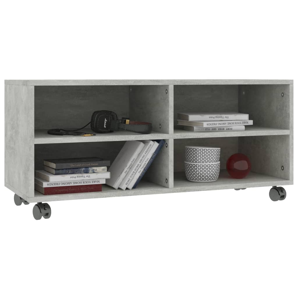 vidaXL TV Cabinet with Castors Concrete Grey 90x35x35 cm Engineered Wood