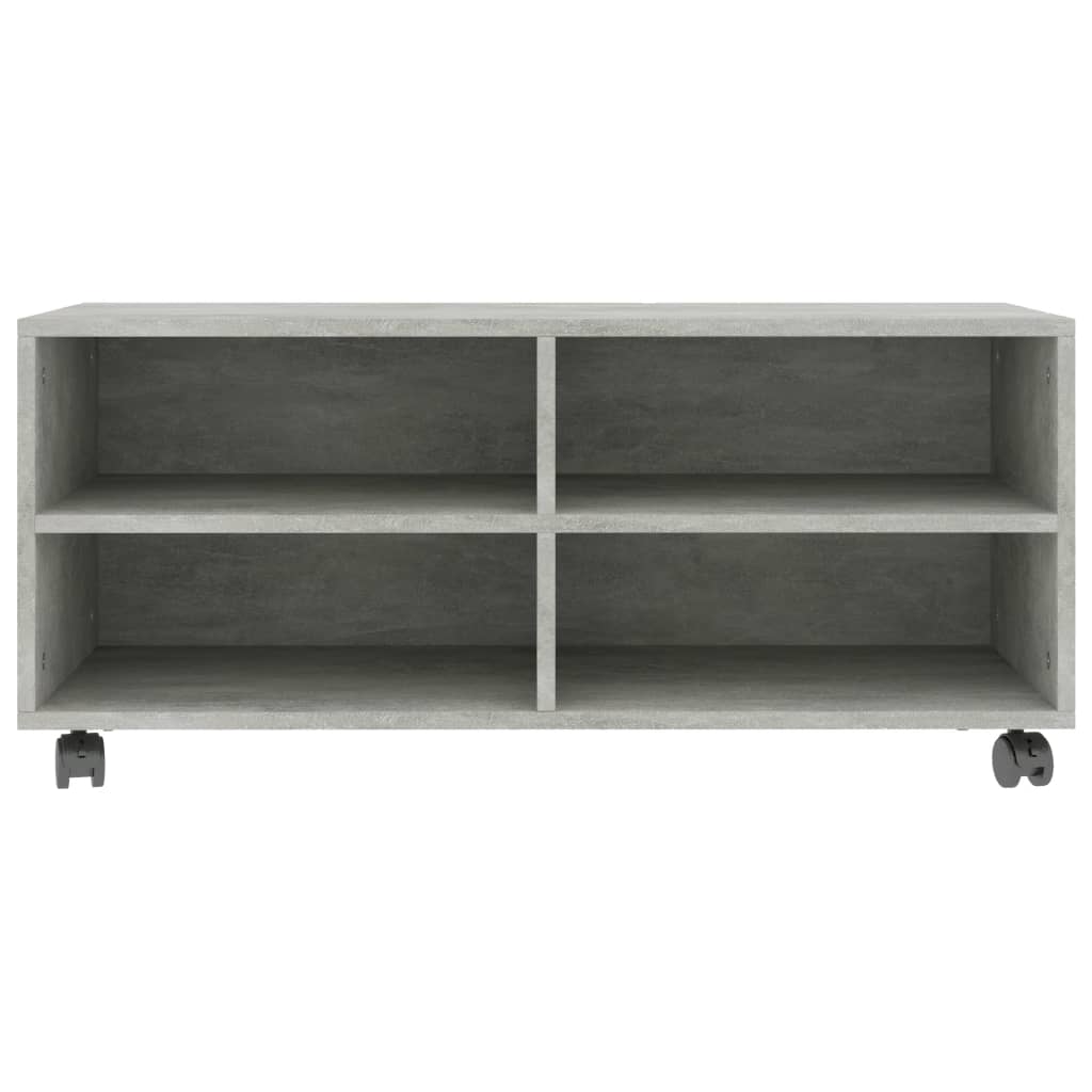 vidaXL TV Cabinet with Castors Concrete Grey 90x35x35 cm Engineered Wood