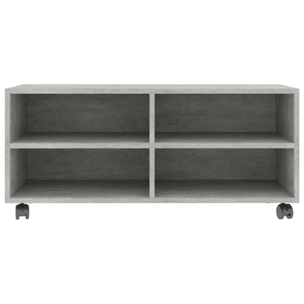 800184 vidaXL TV Cabinet with Castors Concrete Grey 90x35x35 cm Engineered Wood
