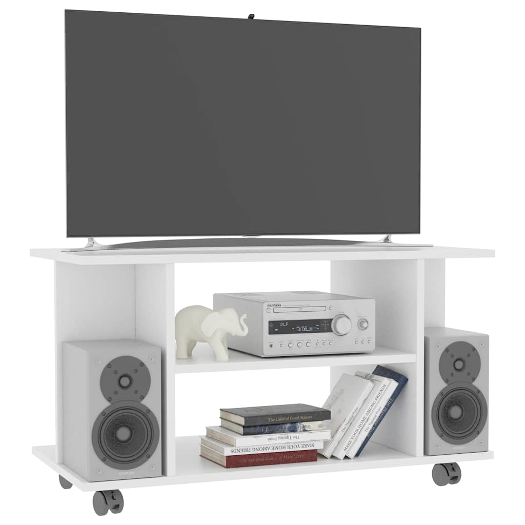 800189 vidaXL TV Cabinet with Castors White 80x40x45 cm Engineered Wood