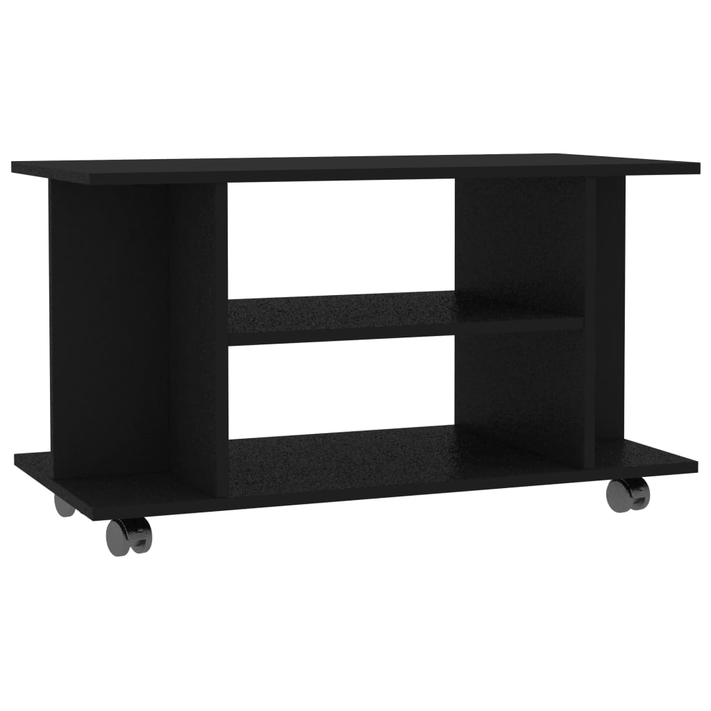 vidaXL TV Cabinet with Castors Black 80x40x45 cm Engineered Wood