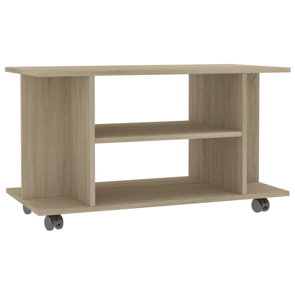 vidaXL TV Cabinet with Castors Sonoma Oak 80x40x45 cm Engineered Wood