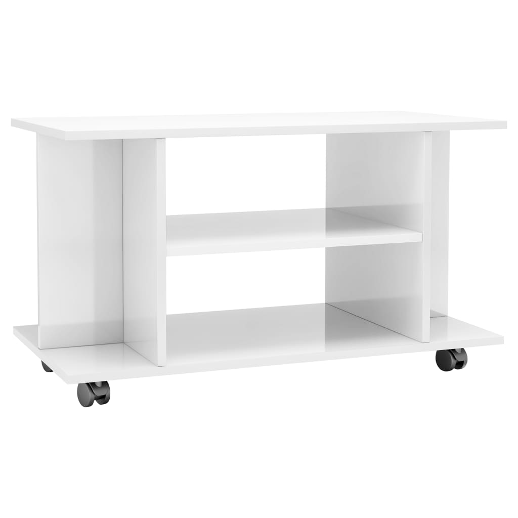 vidaXL TV Cabinet with Castors High Gloss White 80x40x45 cm Engineered Wood