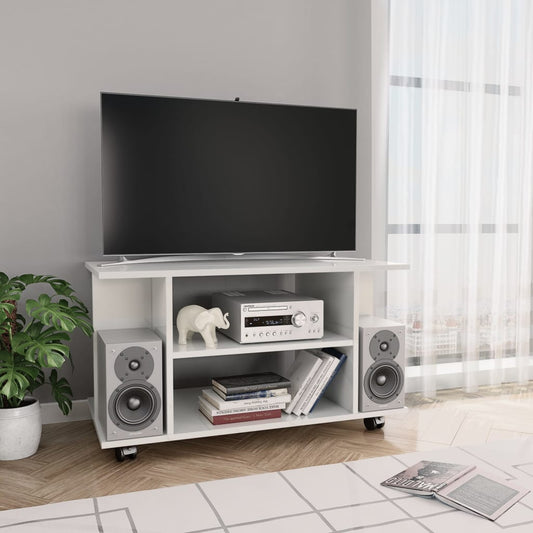 vidaXL TV Cabinet with Castors High Gloss White 80x40x45 cm Engineered Wood