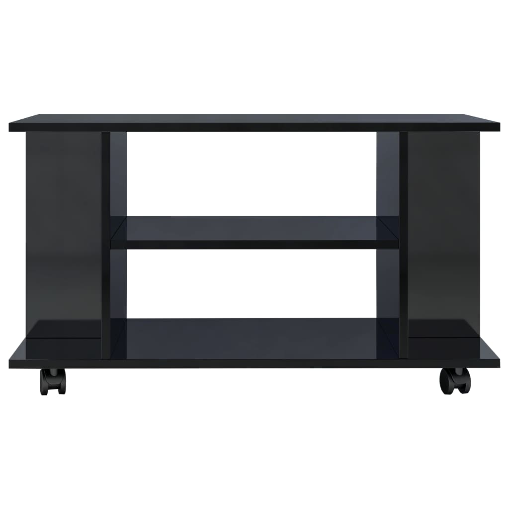 vidaXL TV Cabinet with Castors High Gloss Black 80x40x40 cm Engineered Wood