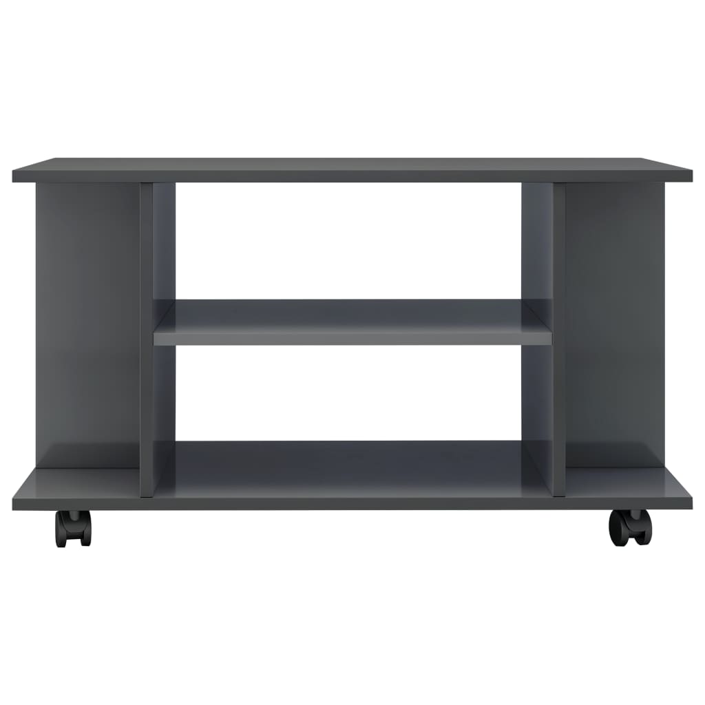 vidaXL TV Cabinet with Castors High Gloss Grey 80x40x45 cm Engineered Wood