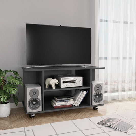 vidaXL TV Cabinet with Castors High Gloss Grey 80x40x45 cm Engineered Wood