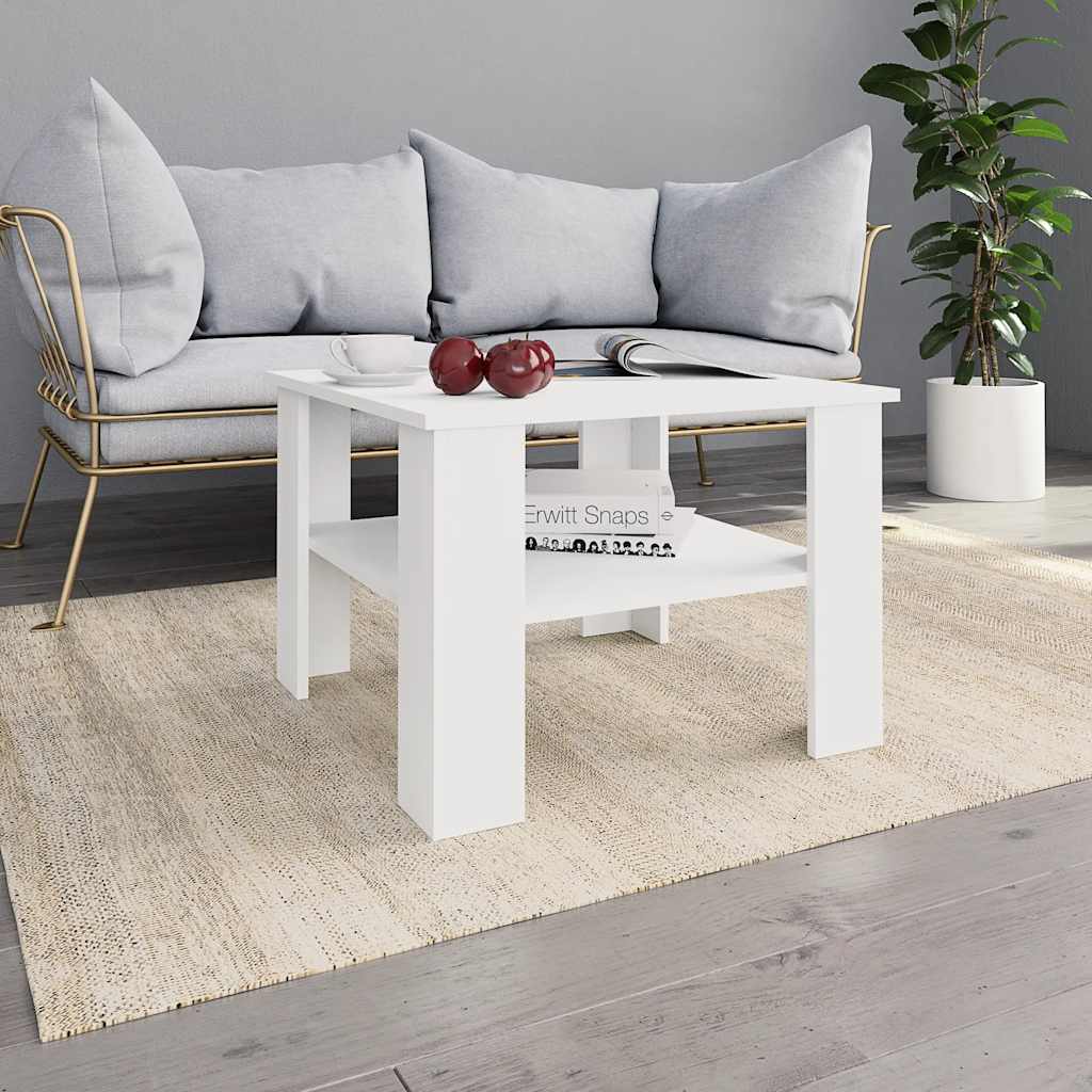 800207 vidaXL Coffee Table White 60x60x42 cm Engineered Wood