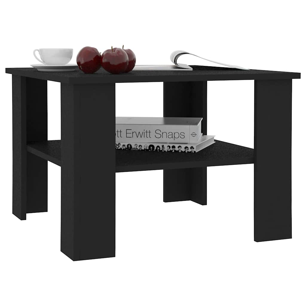 800208 vidaXL Coffee Table Black 60x60x42 cm Engineered Wood