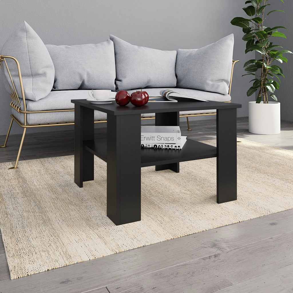 800208 vidaXL Coffee Table Black 60x60x42 cm Engineered Wood