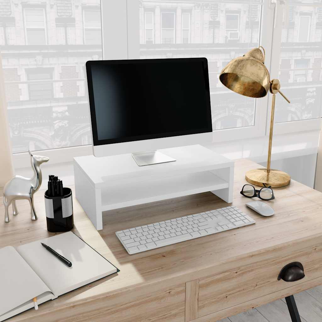 800216 vidaXL Monitor Stand White 42x24x13 cm Engineered Wood