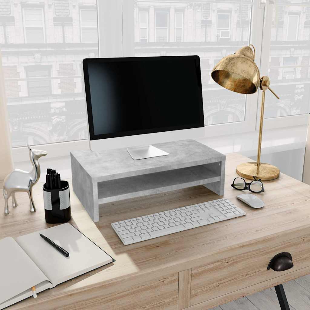800220 vidaXL Monitor Stand Concrete Grey 42x24x13 cm Engineered Wood