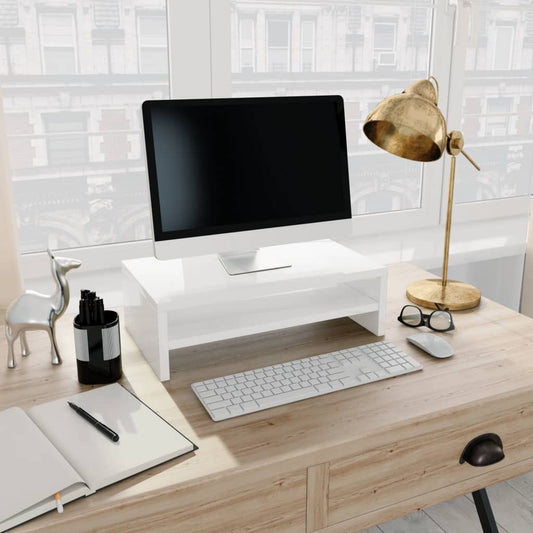 vidaXL Monitor Stand High Gloss White 42x24x13 cm Engineered Wood