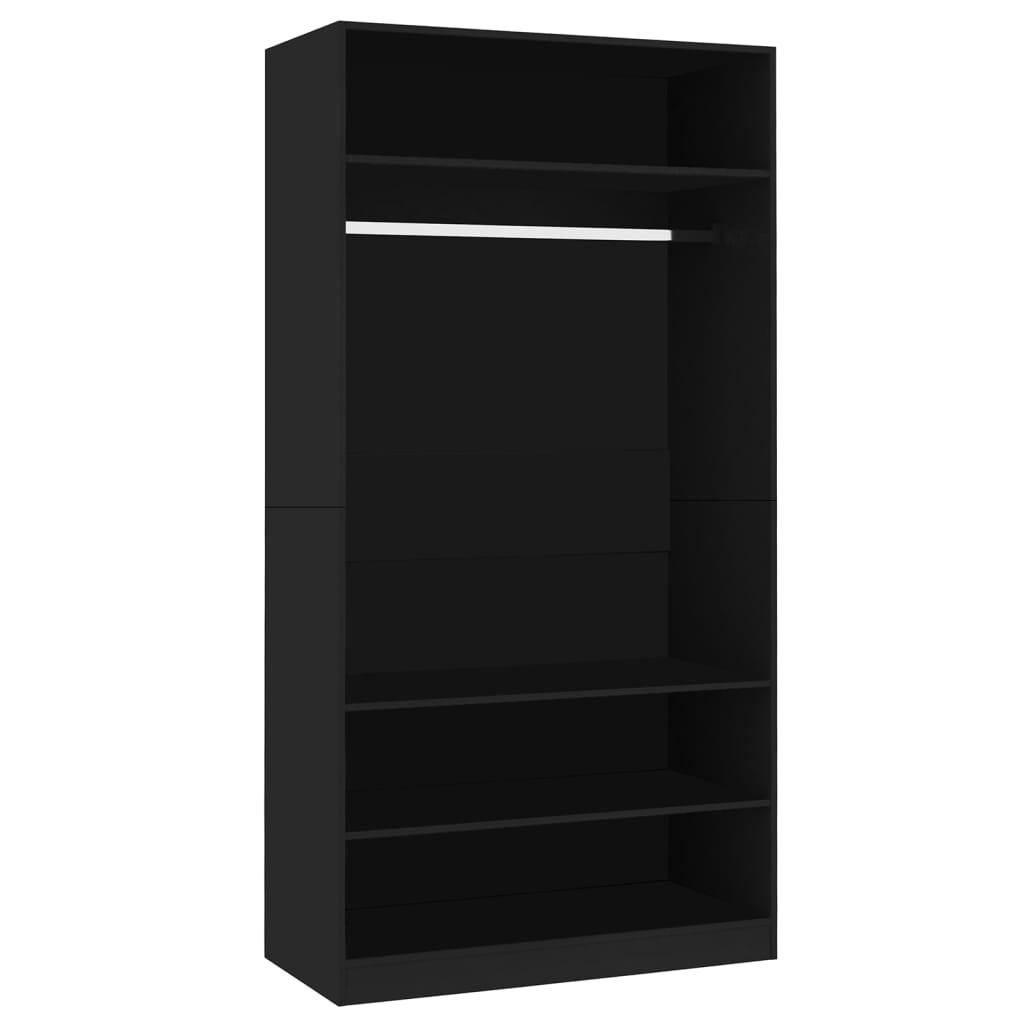 vidaXL Wardrobe Black 100x50x200 cm Engineered Wood