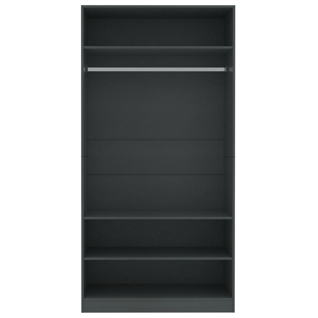 vidaXL Wardrobe Grey 100x50x200 cm Engineered Wood