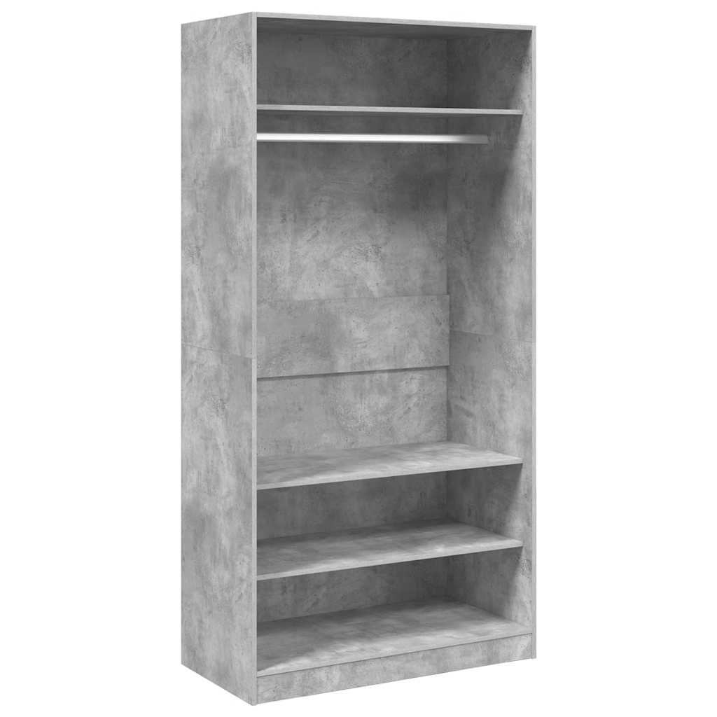 800229 vidaXL Wardrobe Concrete Grey 100x50x200 cm Engineered Wood