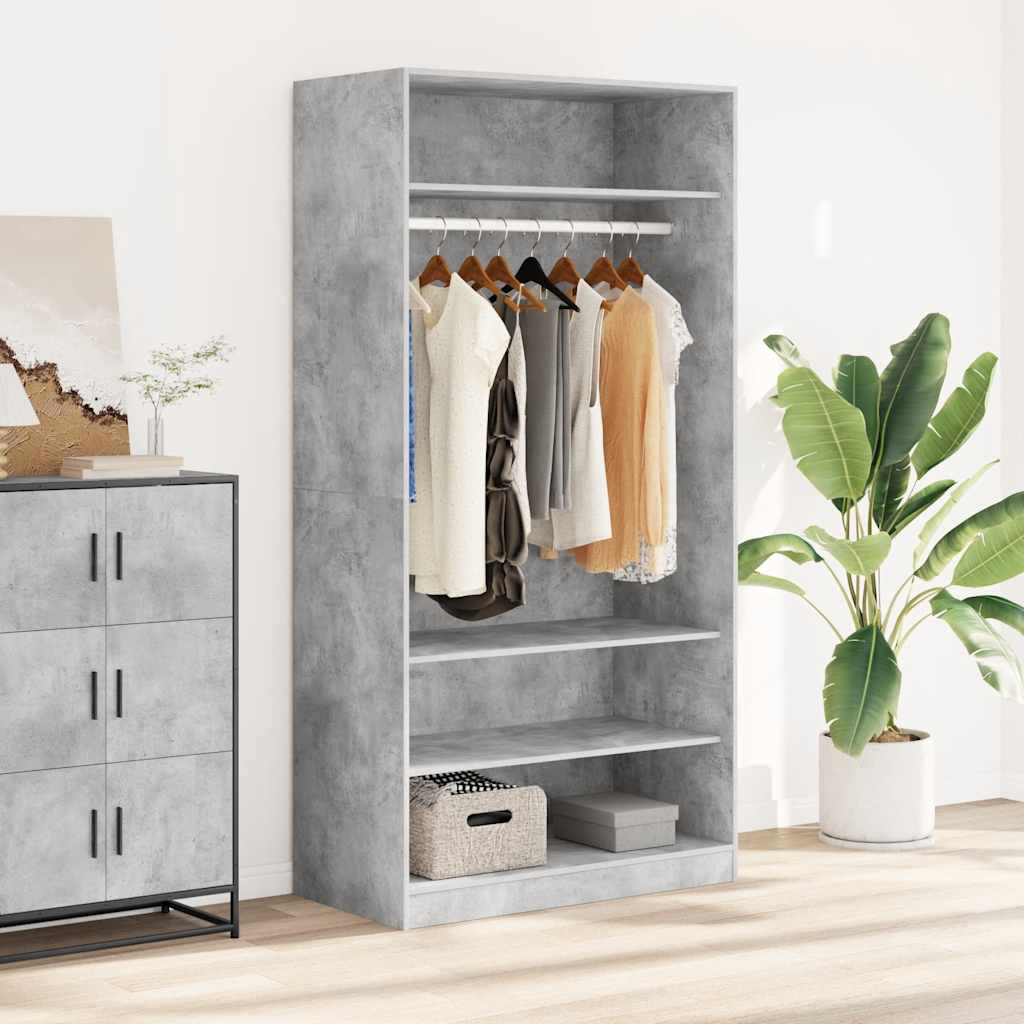 800229 vidaXL Wardrobe Concrete Grey 100x50x200 cm Engineered Wood