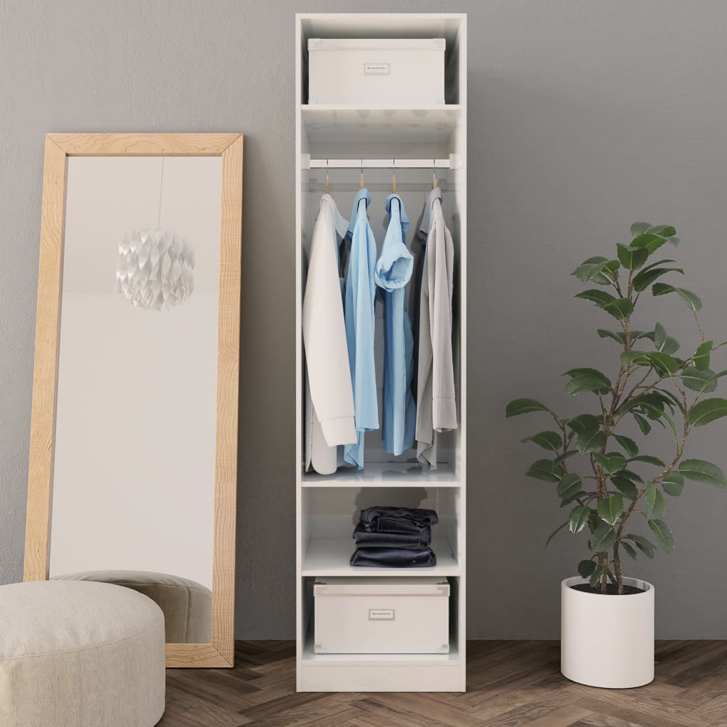 vidaXL Wardrobe High Gloss White 50x50x200 cm Engineered Wood