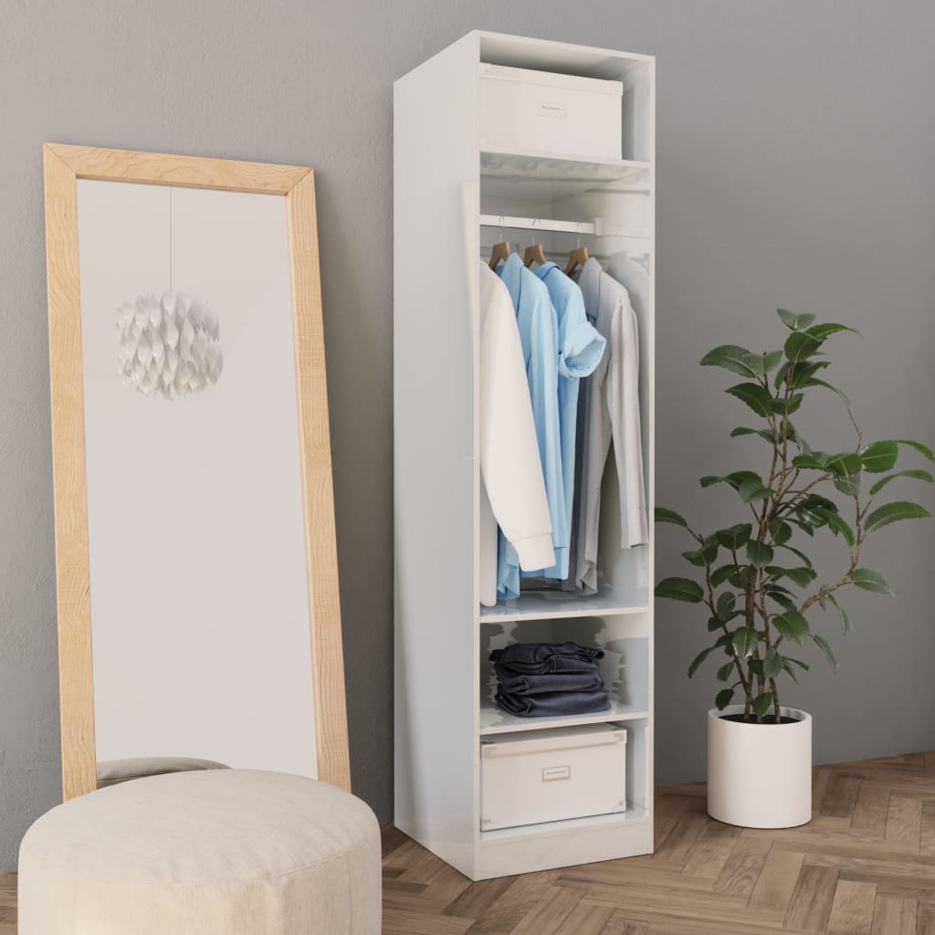 vidaXL Wardrobe High Gloss White 50x50x200 cm Engineered Wood