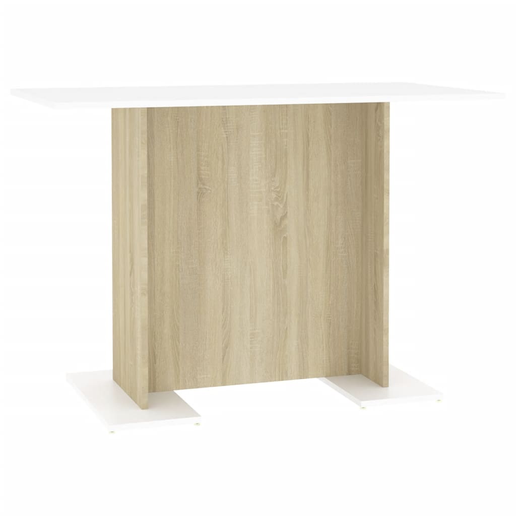 vidaXL Dining Table White and Sonoma Oak 110x60x75 cm Engineered Wood