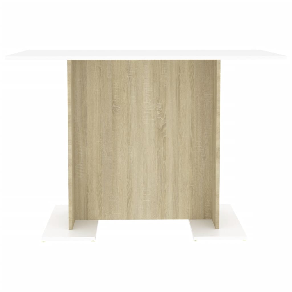 vidaXL Dining Table White and Sonoma Oak 110x60x75 cm Engineered Wood