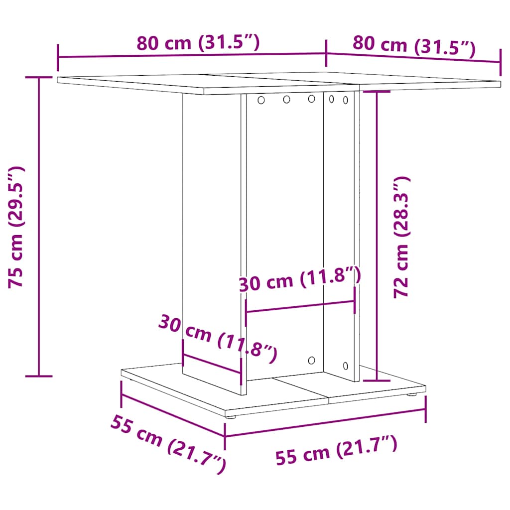 vidaXL Dining Table Grey 80x80x75 cm Engineered Wood