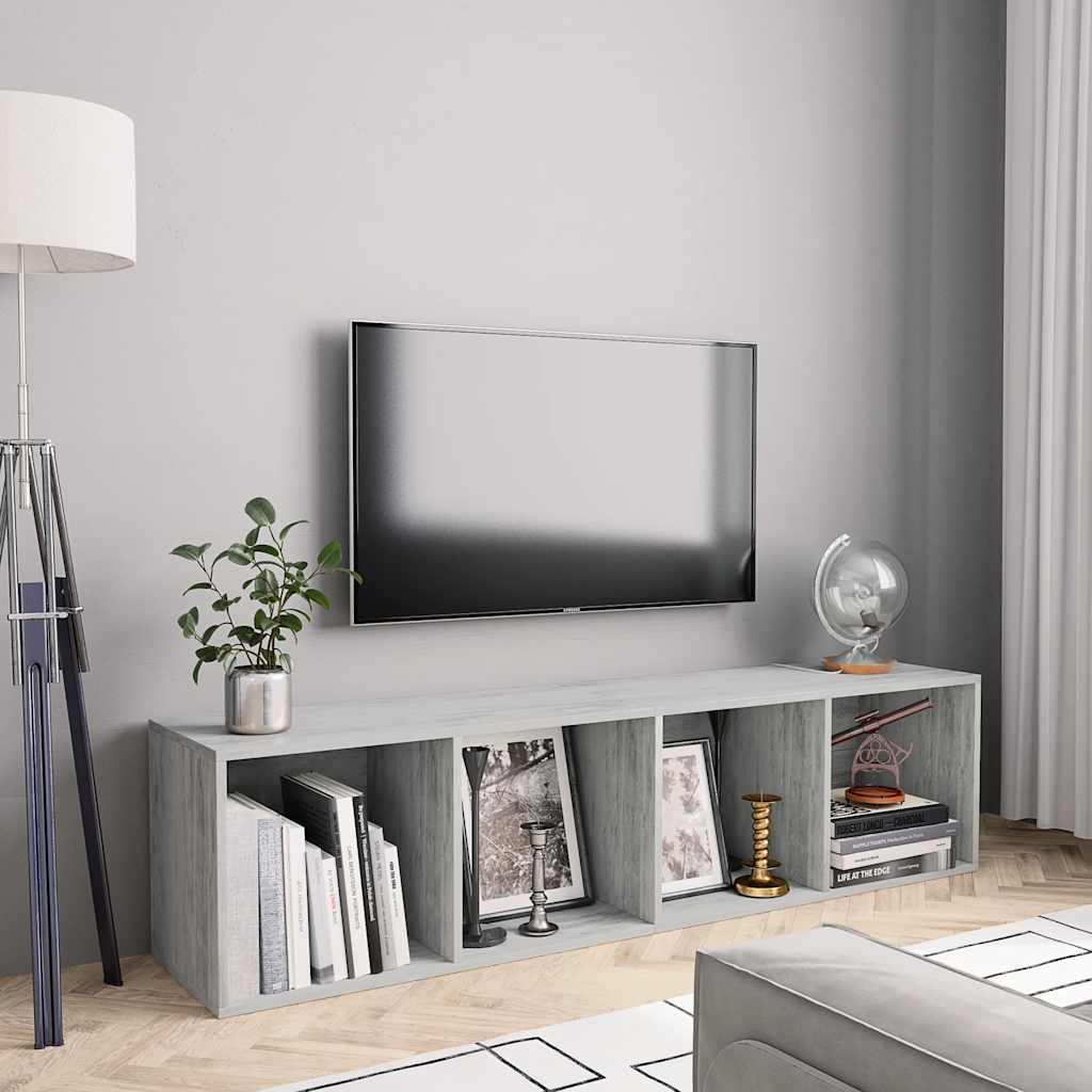 800265 vidaXL Book Cabinet/TV Cabinet Concrete Grey 143x30x36 cm
