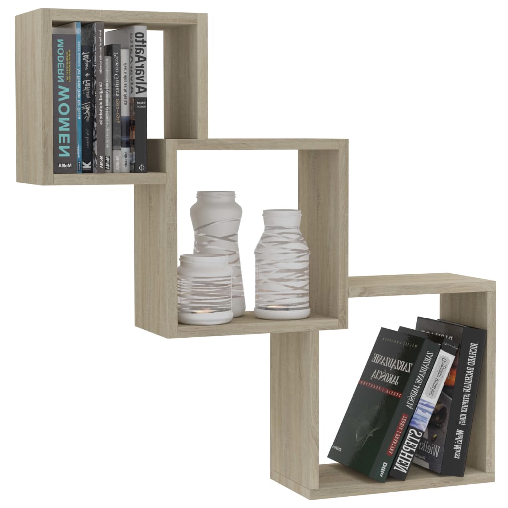 Cube Wall Shelf Sonoma Oak 68x15x68 cm Engineered Wood