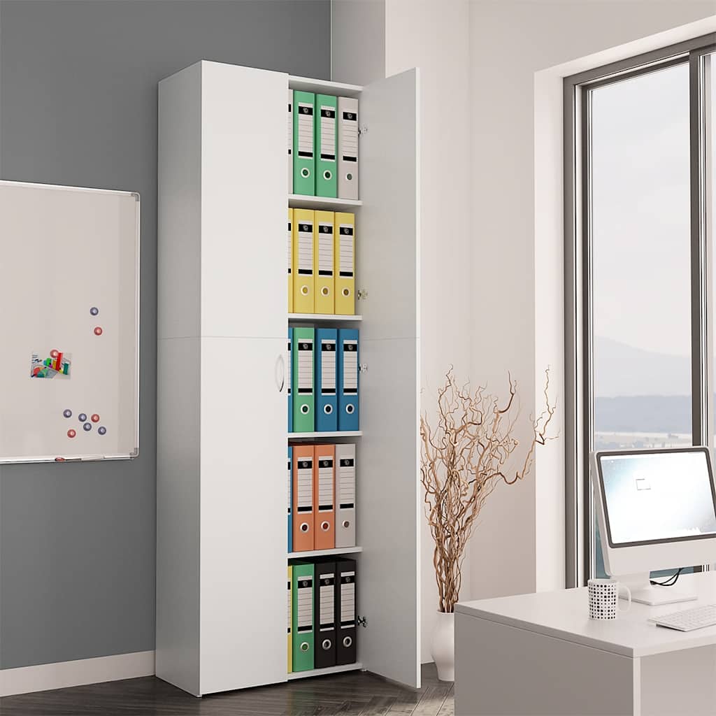 Office Cabinet | White | Engineered wood | 60 x 32 x 190 cm